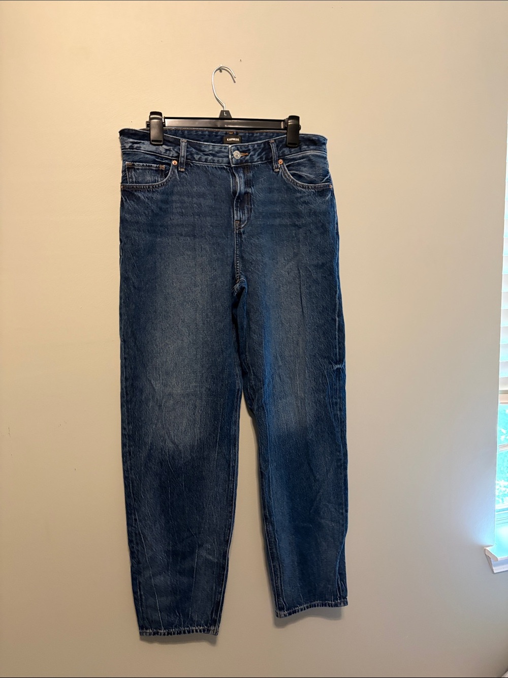 Express Women's Straight Leg Jeans - Dark Blue